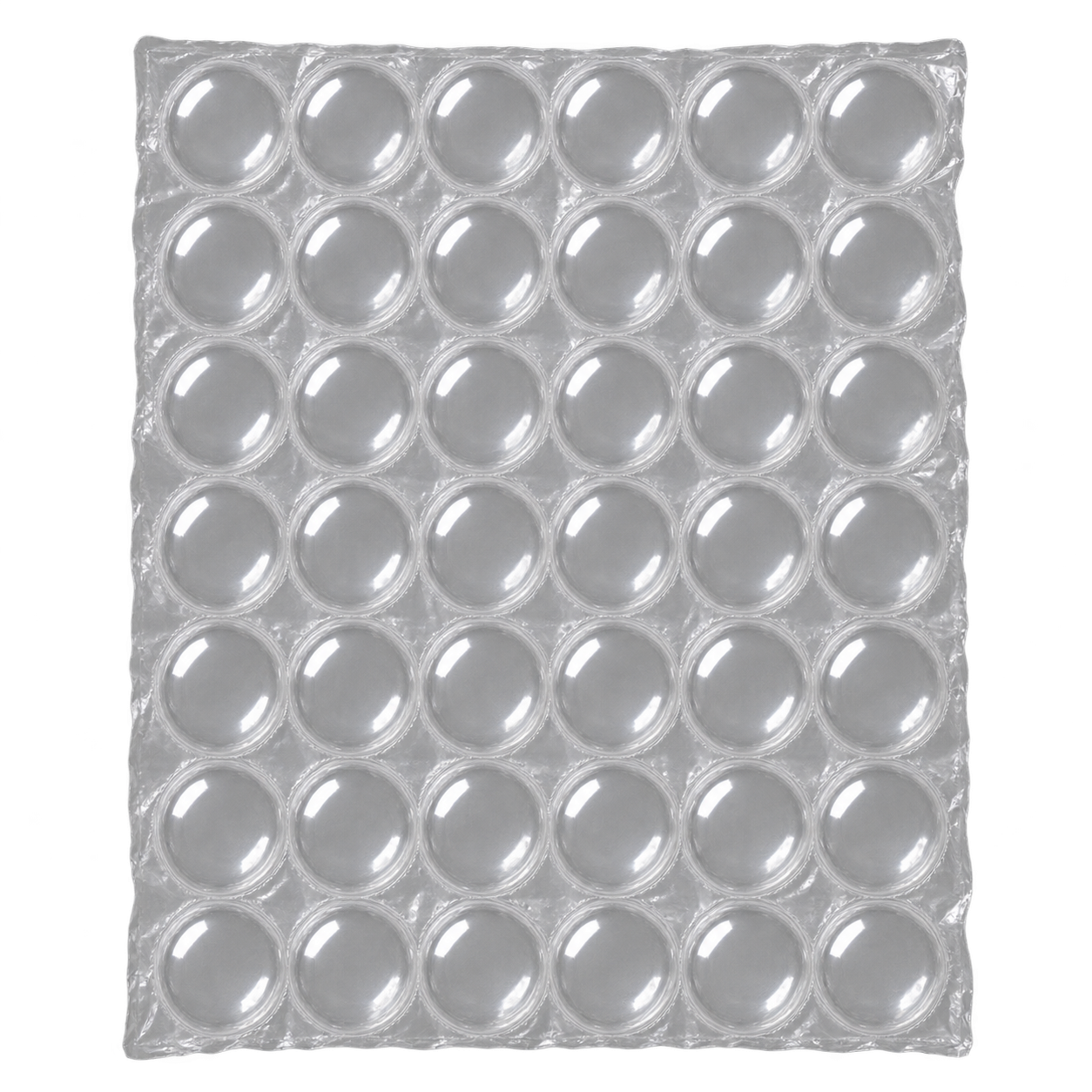 A fresh sheet of inflated clear bubble wrap